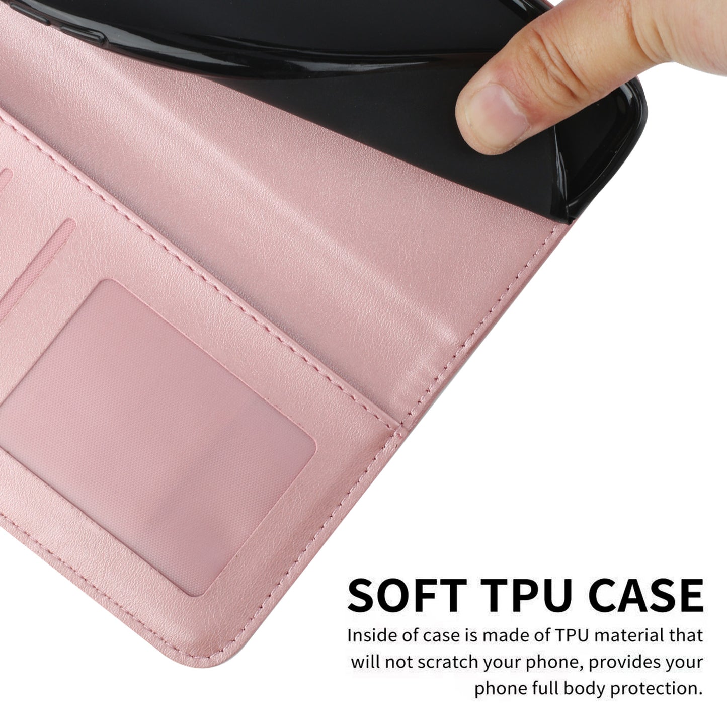 PU Leather Drop-proof Phone Case for Realme 11 5G , Wallet Stand Protective Phone Cover - Rose Gold