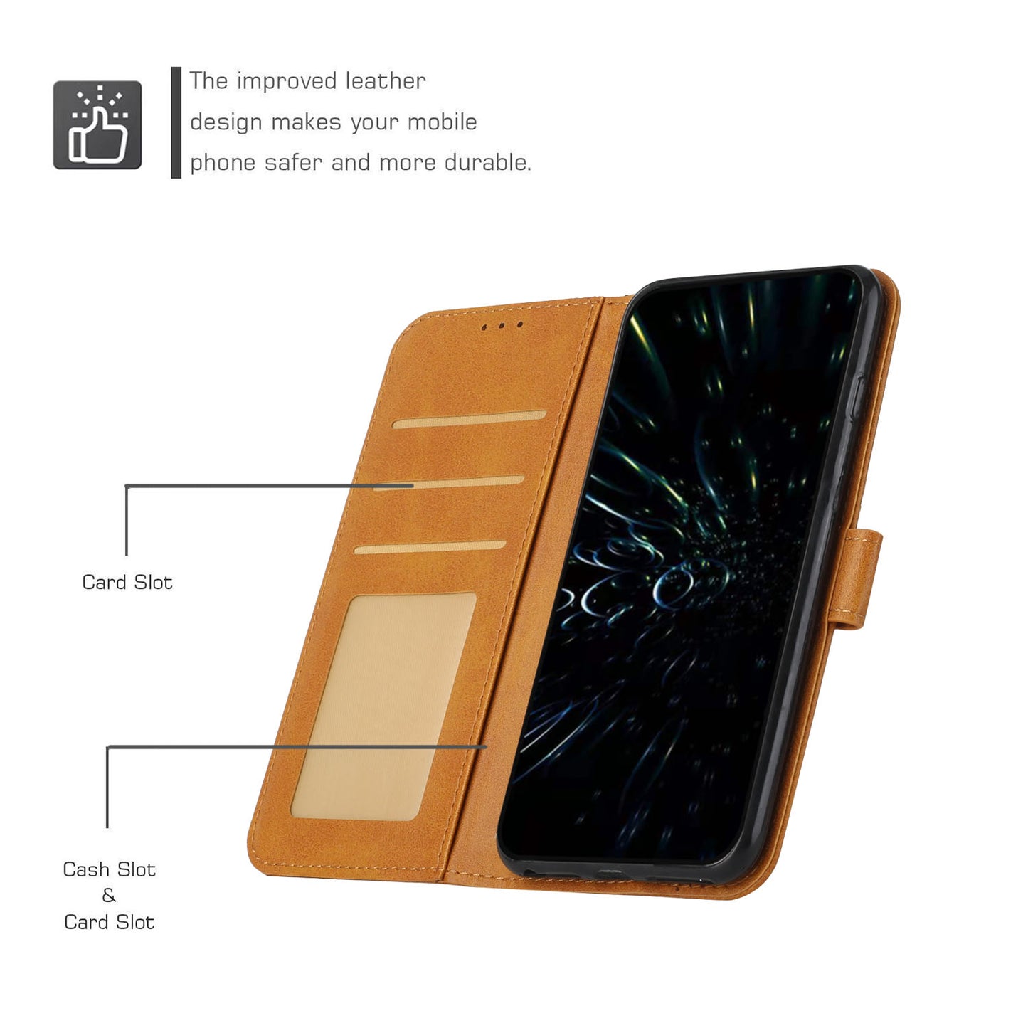 PU Leather Drop-proof Phone Case for Realme 11 5G , Wallet Stand Protective Phone Cover - Yellow