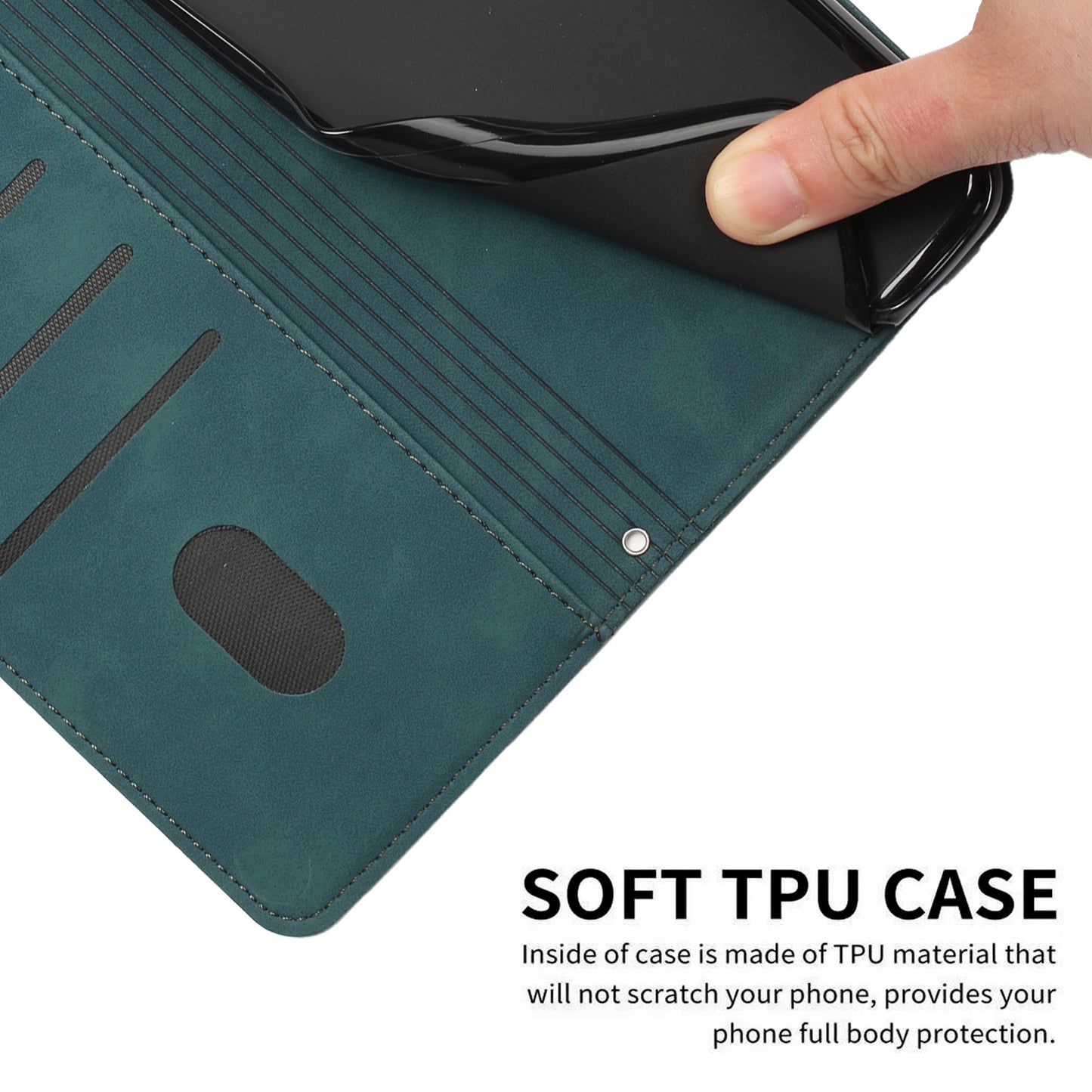 Heart Shape PU Leather Case for Realme C55 , Wallet Stand Phone Cover with Shoulder Strap - Green