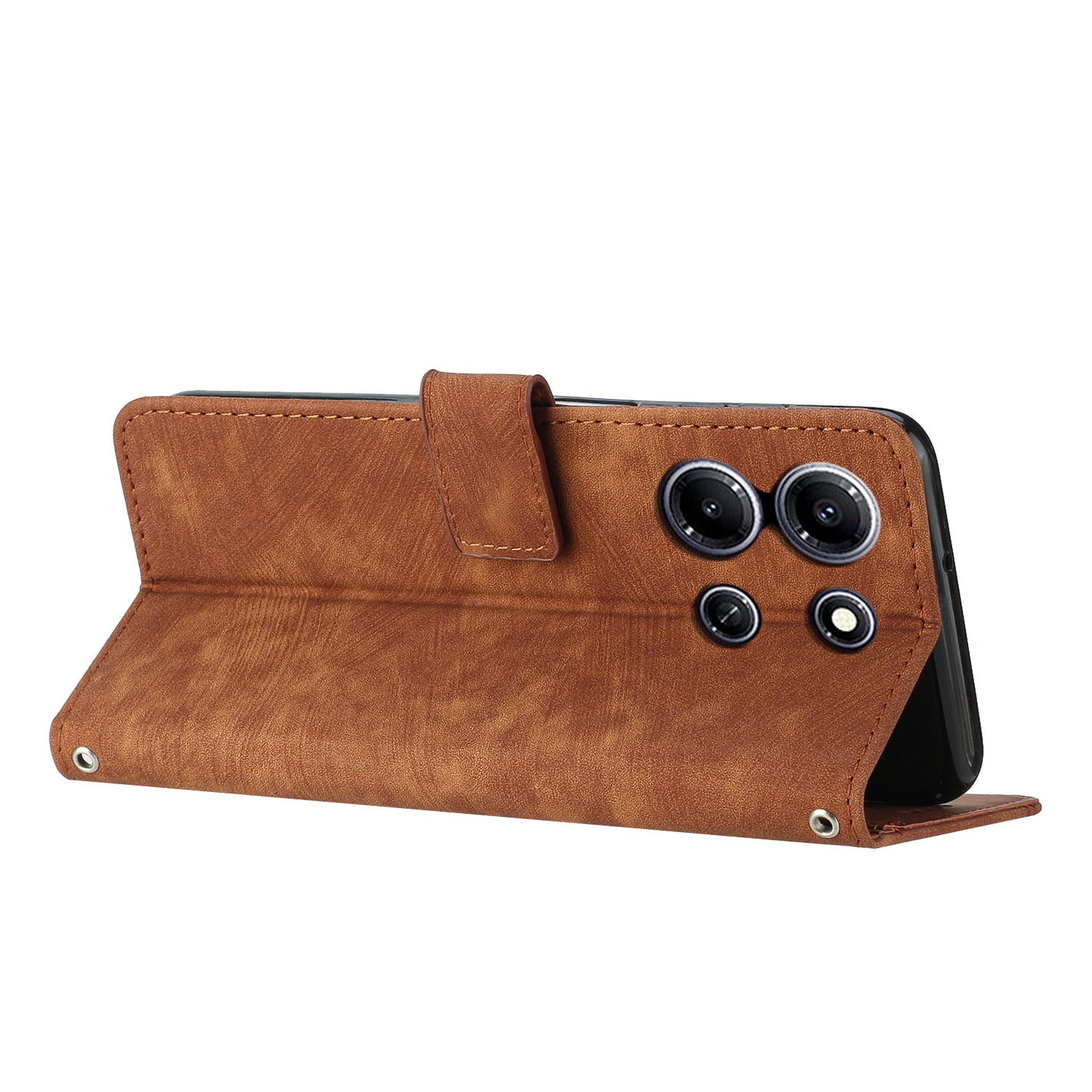 Imprinted Lines PU Leather Wallet Case for Infinix Note 30i 4G , Skin-touch Phone Stand Cover - Brown