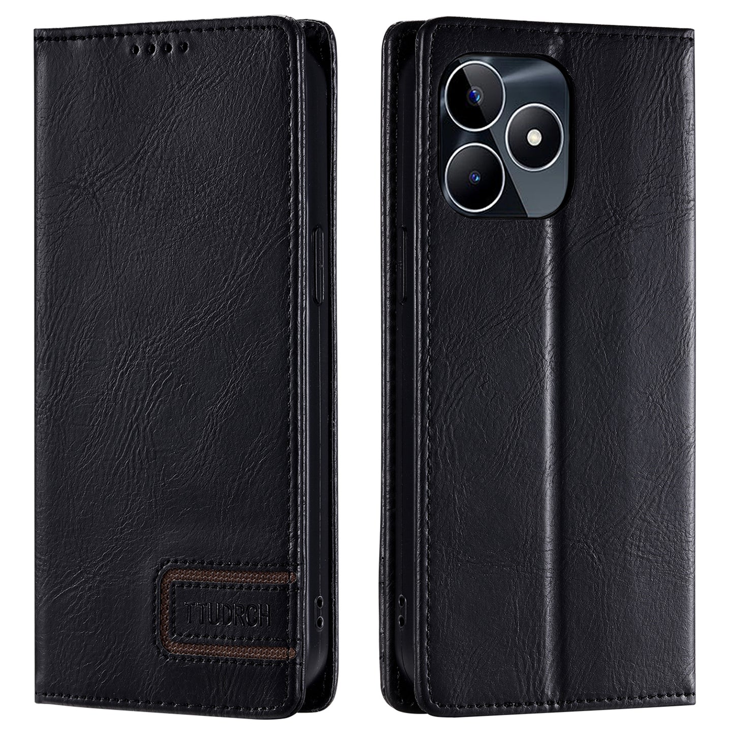 Uniqkart Style 007 Stand Wallet for Realme Narzo N53 4G / C53 4G RFID Blocking Cover Phone Leather Case - Black