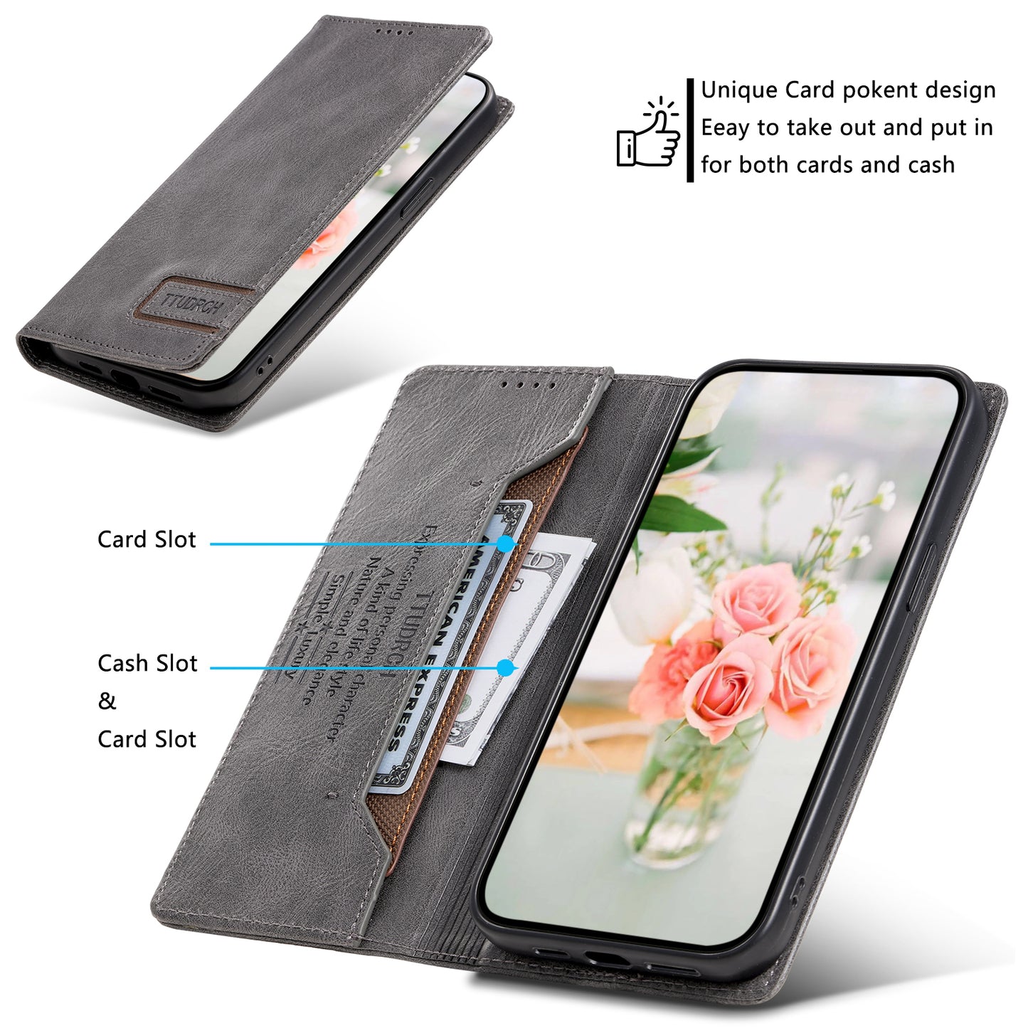 Uniqkart Style 007 Stand Wallet for Realme Narzo N53 4G / C53 4G RFID Blocking Cover Phone Leather Case - Grey