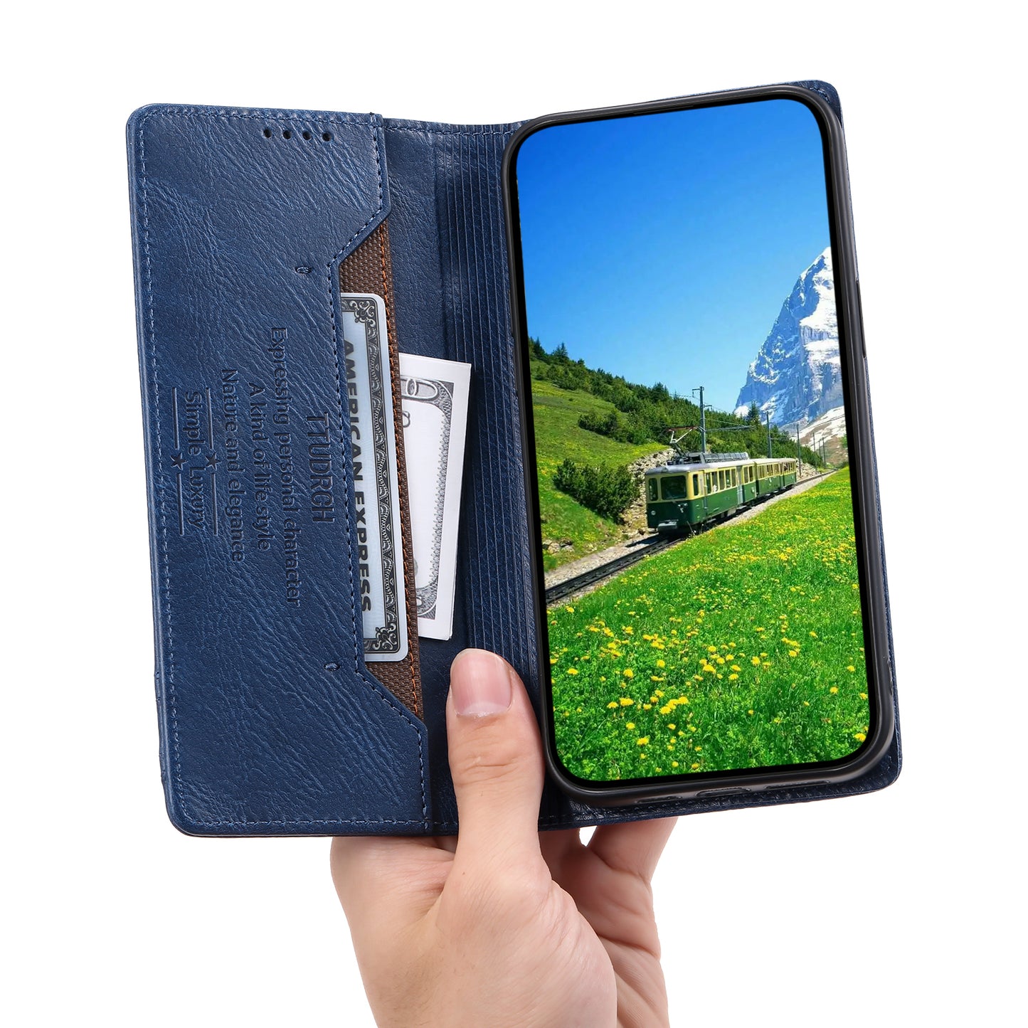 Uniqkart Style 007 Stand Wallet for Realme Narzo N53 4G / C53 4G RFID Blocking Cover Phone Leather Case - Blue