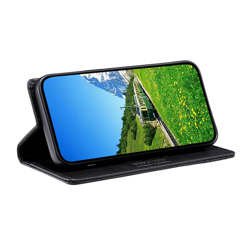 Uniqkart Style 007 For iPhone 15 Pro RFID Blocking Cover Foldable Stand Wallet Phone Leather Case - Black