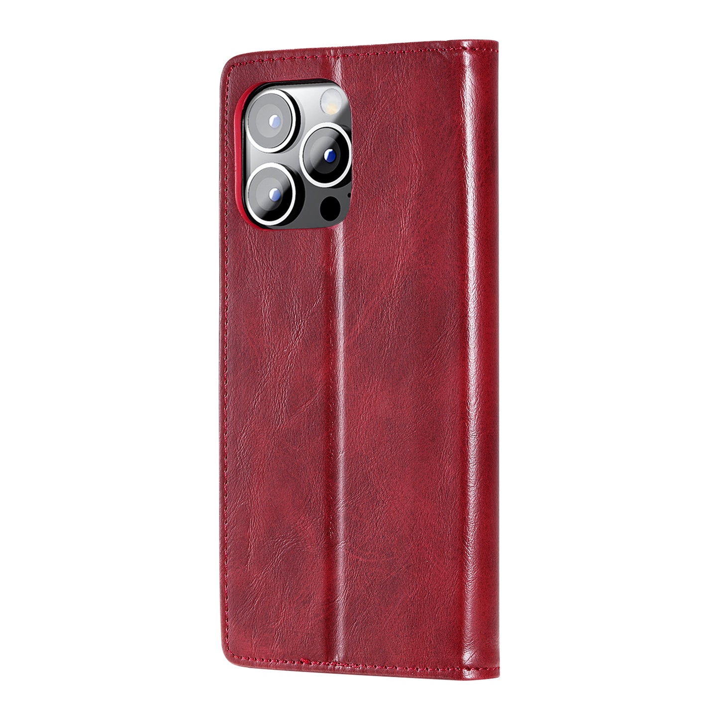 Uniqkart Style 007 For iPhone 15 Pro RFID Blocking Cover Foldable Stand Wallet Phone Leather Case - Red
