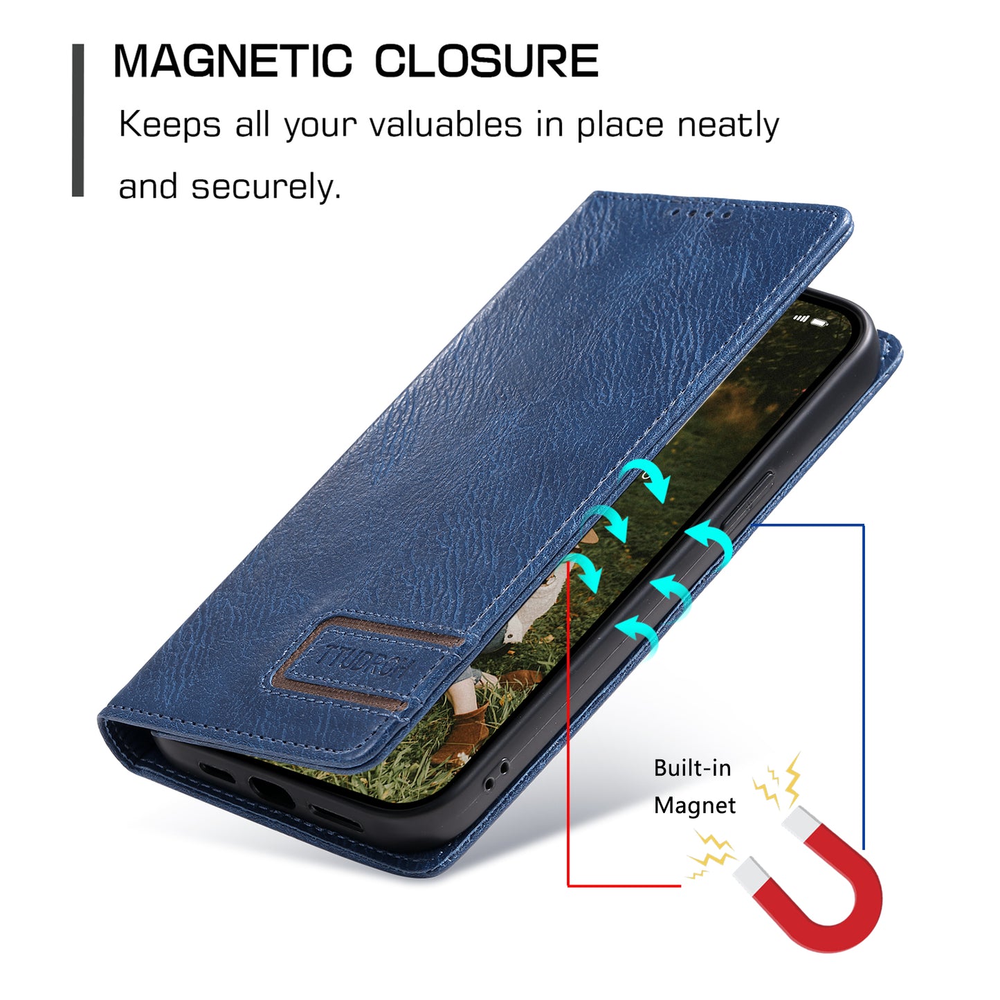 Uniqkart Style 007 For iPhone 15 Pro RFID Blocking Cover Foldable Stand Wallet Phone Leather Case - Blue