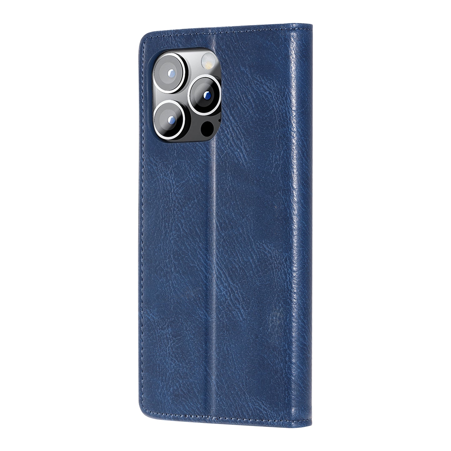 Uniqkart Style 007 For iPhone 15 Pro RFID Blocking Cover Foldable Stand Wallet Phone Leather Case - Blue
