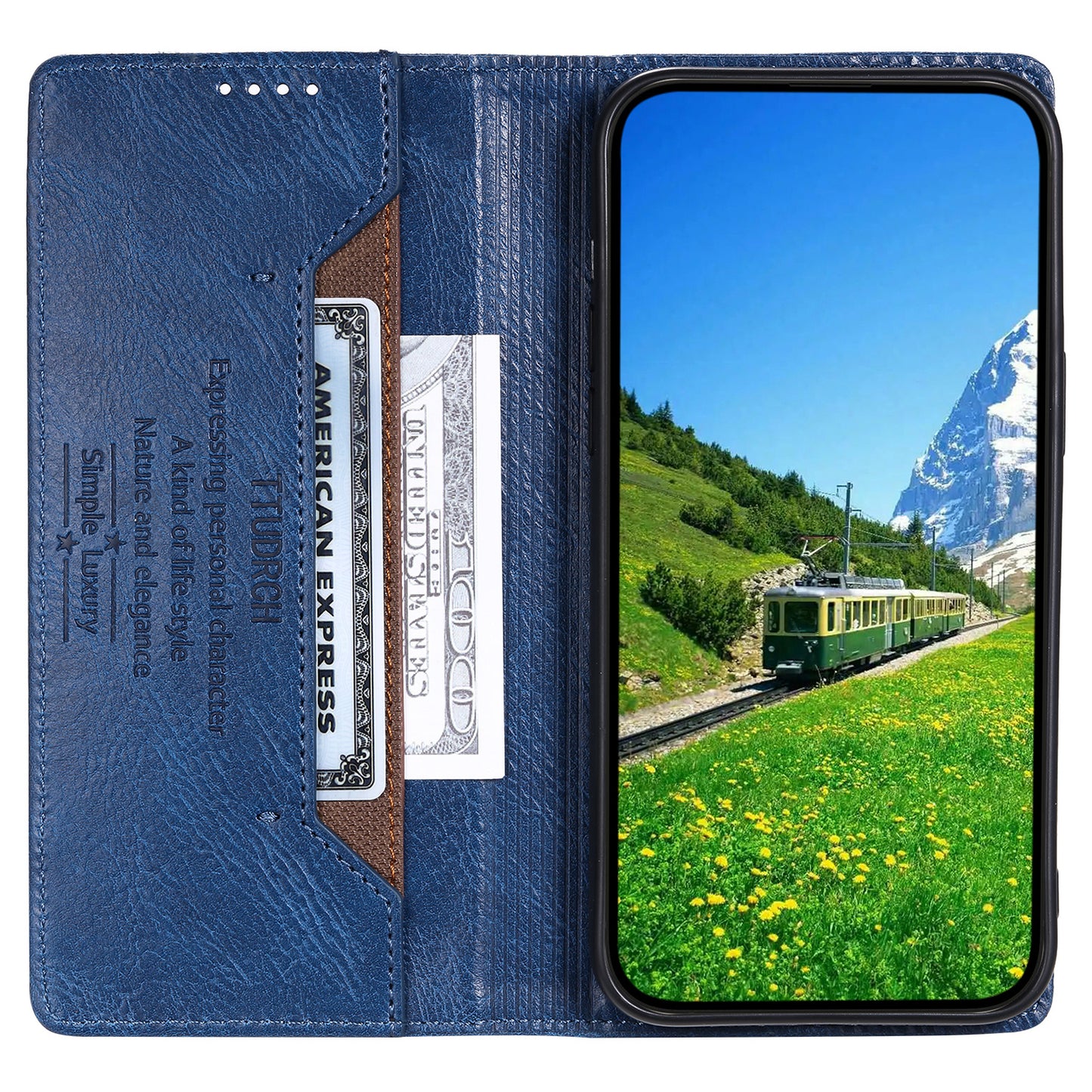 Uniqkart Style 007 For iPhone 15 RFID Blocking Cover Phone Leather Case with Stand Wallet - Blue