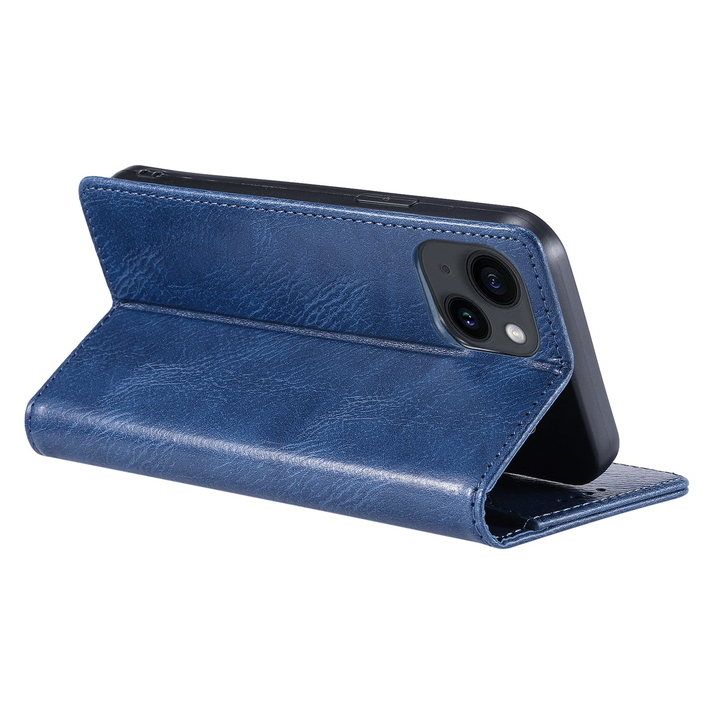 Uniqkart Style 007 For iPhone 15 RFID Blocking Cover Phone Leather Case with Stand Wallet - Blue