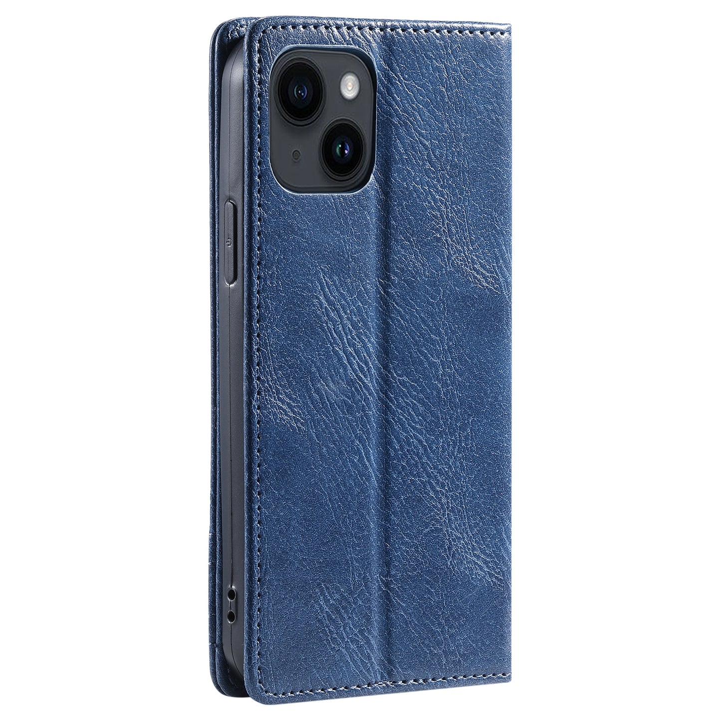 Uniqkart Style 007 For iPhone 15 RFID Blocking Cover Phone Leather Case with Stand Wallet - Blue