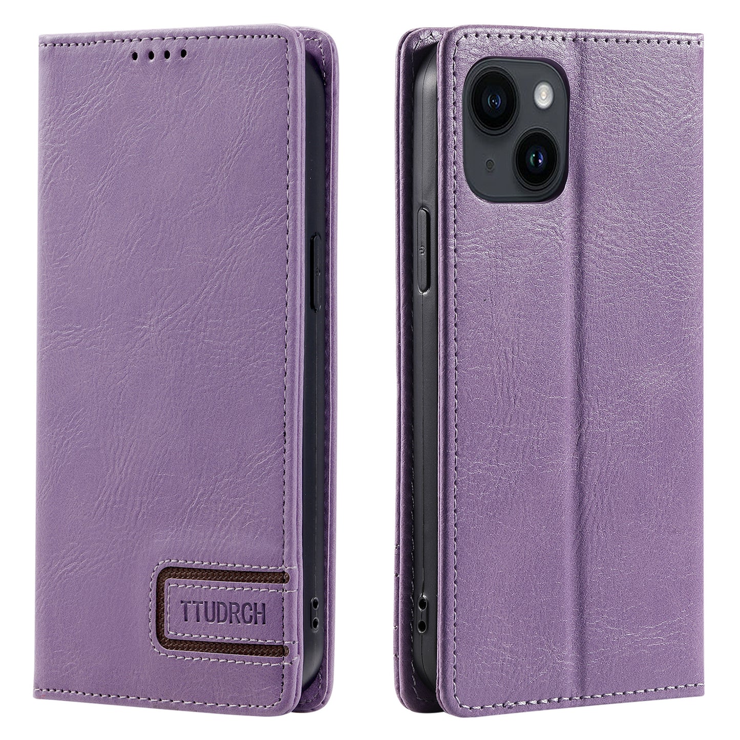Uniqkart Style 007 For iPhone 15 RFID Blocking Cover Phone Leather Case with Stand Wallet - Purple