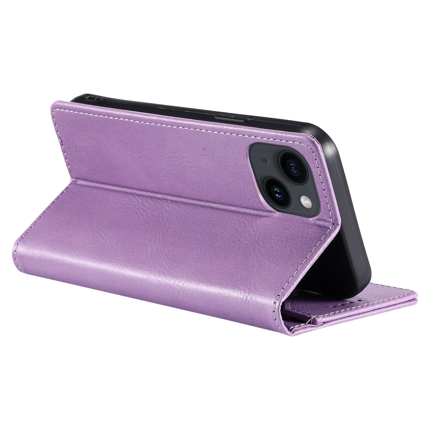Uniqkart Style 007 For iPhone 15 RFID Blocking Cover Phone Leather Case with Stand Wallet - Purple