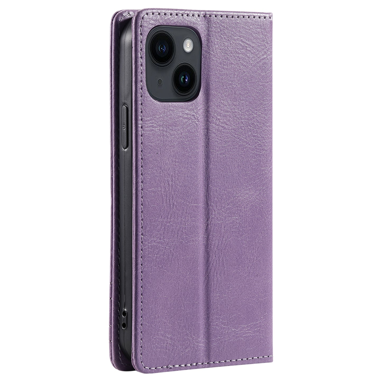 Uniqkart Style 007 For iPhone 15 RFID Blocking Cover Phone Leather Case with Stand Wallet - Purple