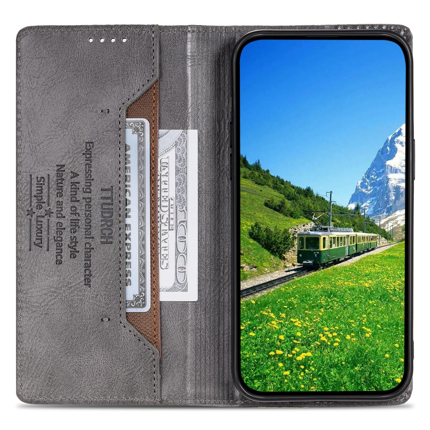 TTUDRCH Style 007 For iPhone 15 RFID Blocking Cover Phone Leather Case with Stand Wallet - Grey