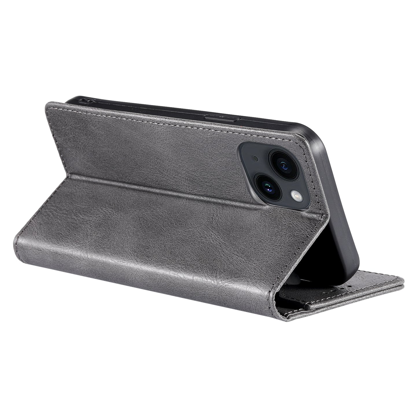TTUDRCH Style 007 For iPhone 15 RFID Blocking Cover Phone Leather Case with Stand Wallet - Grey