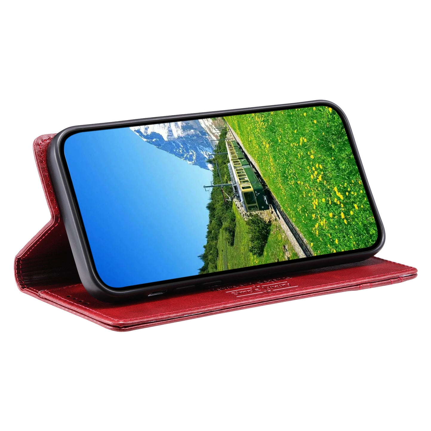 TTUDRCH Style 007 For iPhone 15 RFID Blocking Cover Phone Leather Case with Stand Wallet - Red