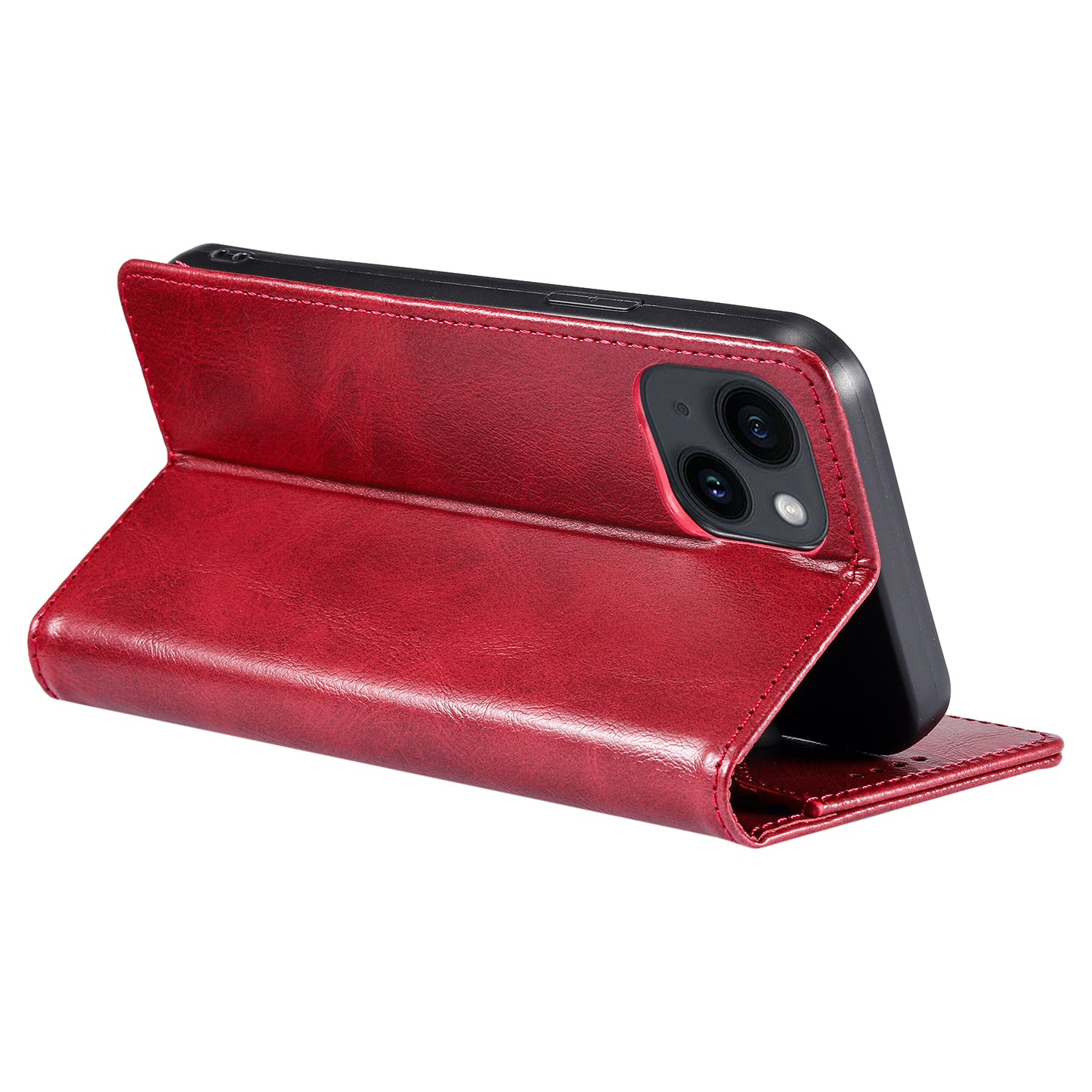 TTUDRCH Style 007 For iPhone 15 RFID Blocking Cover Phone Leather Case with Stand Wallet - Red