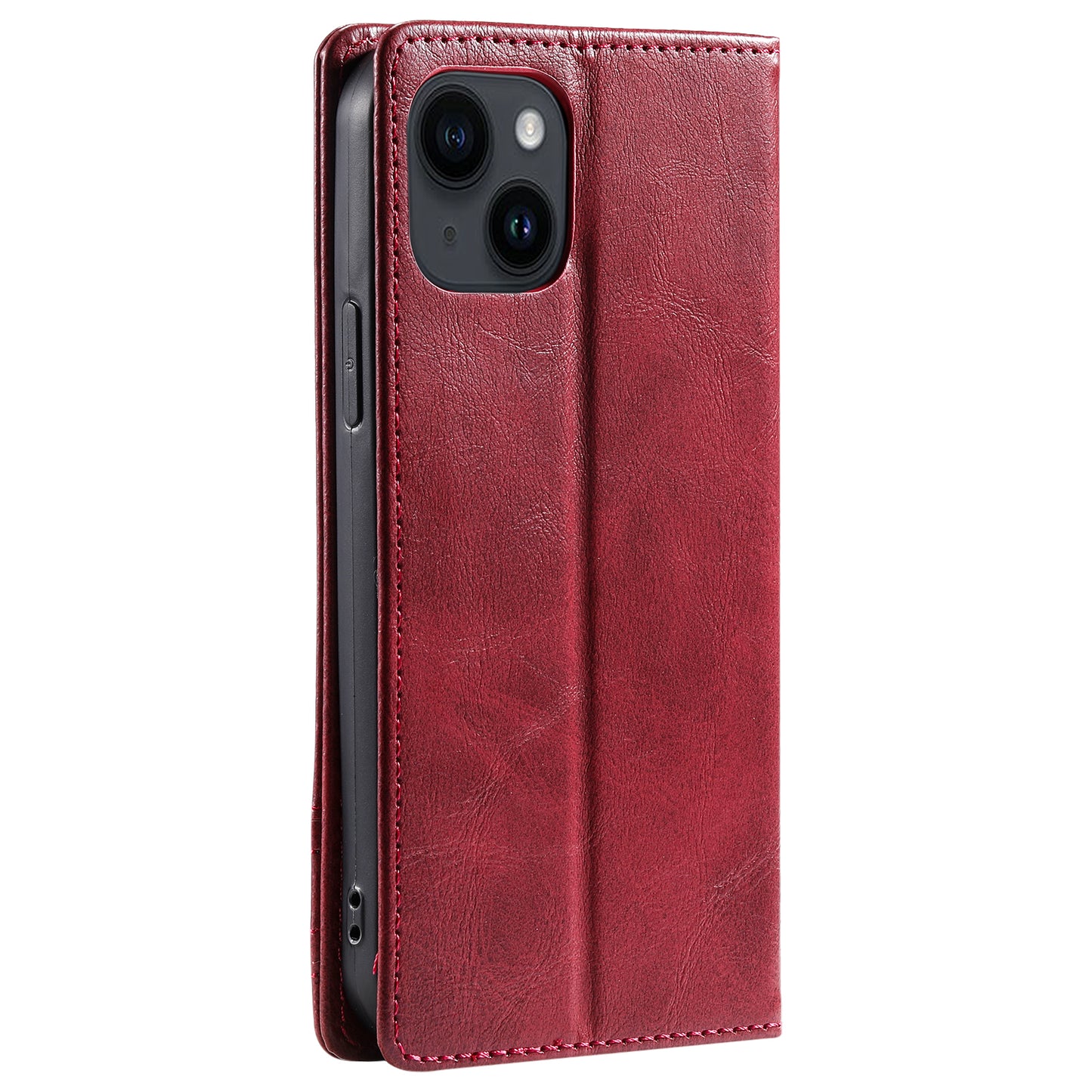 TTUDRCH Style 007 For iPhone 15 RFID Blocking Cover Phone Leather Case with Stand Wallet - Red