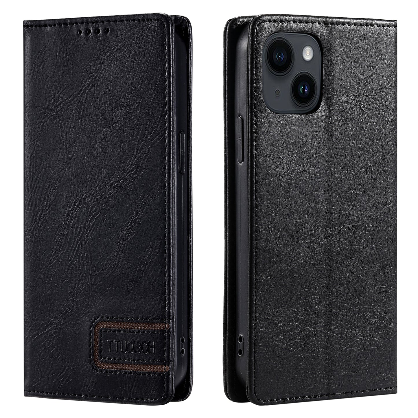 TTUDRCH Style 007 For iPhone 15 RFID Blocking Cover Phone Leather Case with Stand Wallet - Black