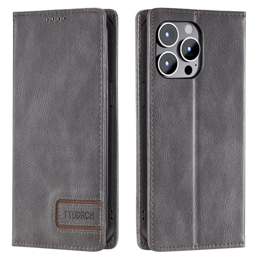 Uniqkart Style 007 For iPhone 15 Ultra RFID Blocking Stand Phone Case Wallet PU Leather Cover - Grey
