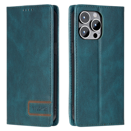 Uniqkart Style 007 For iPhone 15 Ultra RFID Blocking Stand Phone Case Wallet PU Leather Cover - Green