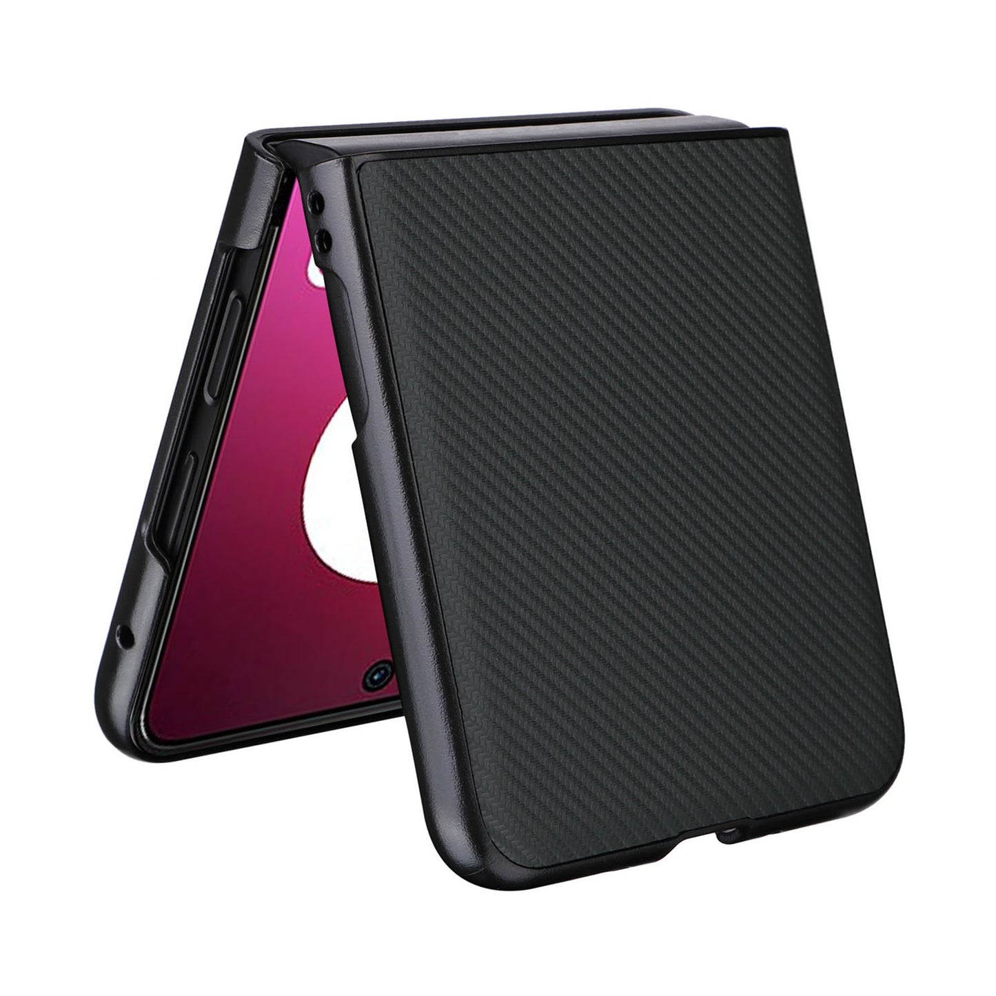 Uniqkart for Motorola Razr 40 Ultra 5G Carbon Fiber Texture Phone Case PU Leather Coated PC Cover - Green