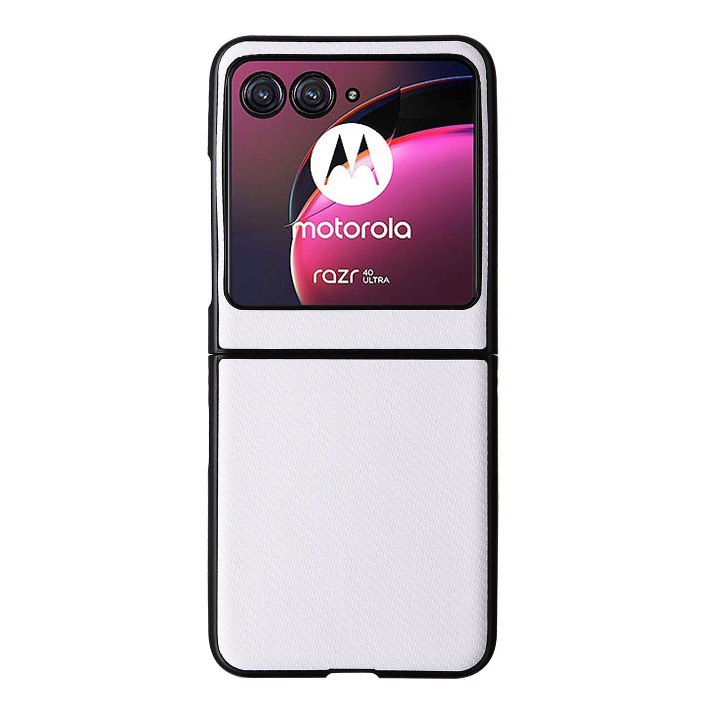Uniqkart for Motorola Razr 40 Ultra 5G Carbon Fiber Texture Phone Case PU Leather Coated PC Cover - White