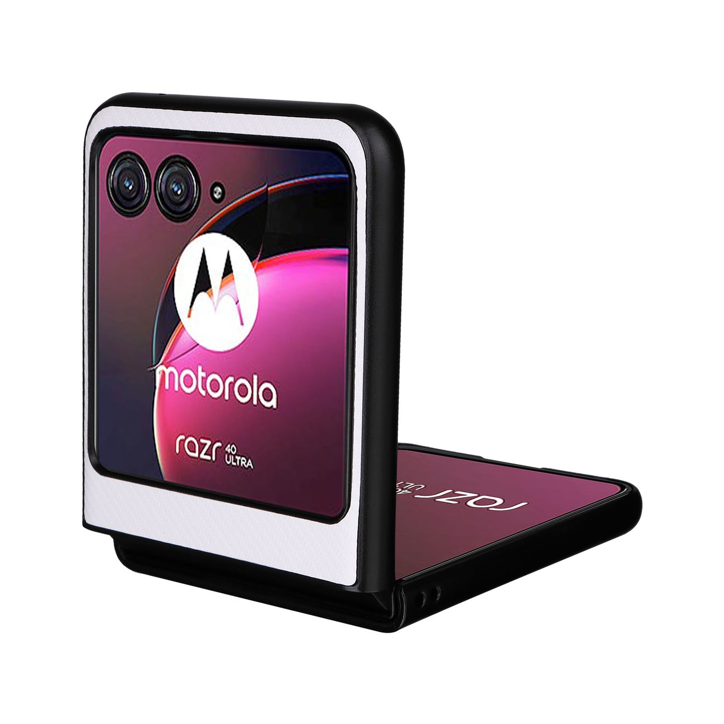 Uniqkart for Motorola Razr 40 Ultra 5G Carbon Fiber Texture Phone Case PU Leather Coated PC Cover - White