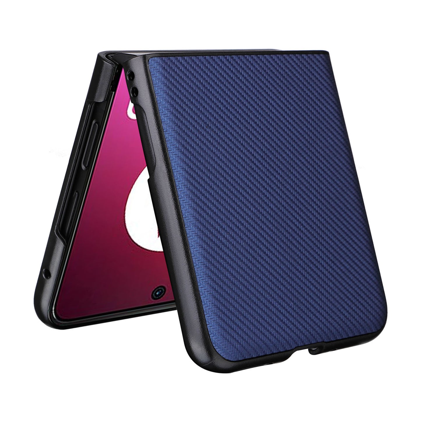 Uniqkart for Motorola Razr 40 Ultra 5G Carbon Fiber Texture Phone Case PU Leather Coated PC Cover - Blue