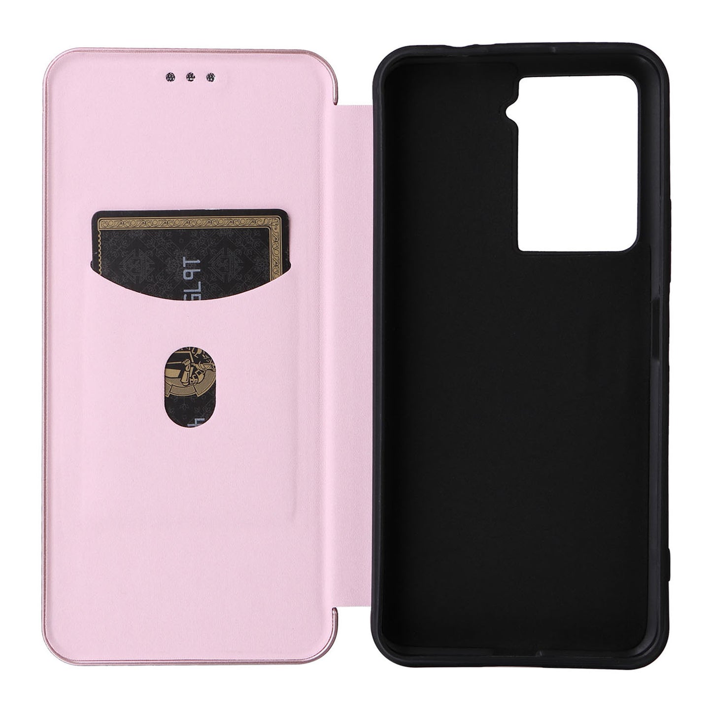 Uniqkart for HTC U23 Pro 5G Phone Stand Case Carbon Fiber Texture Leather Cover with Card Slot - Rose Gold