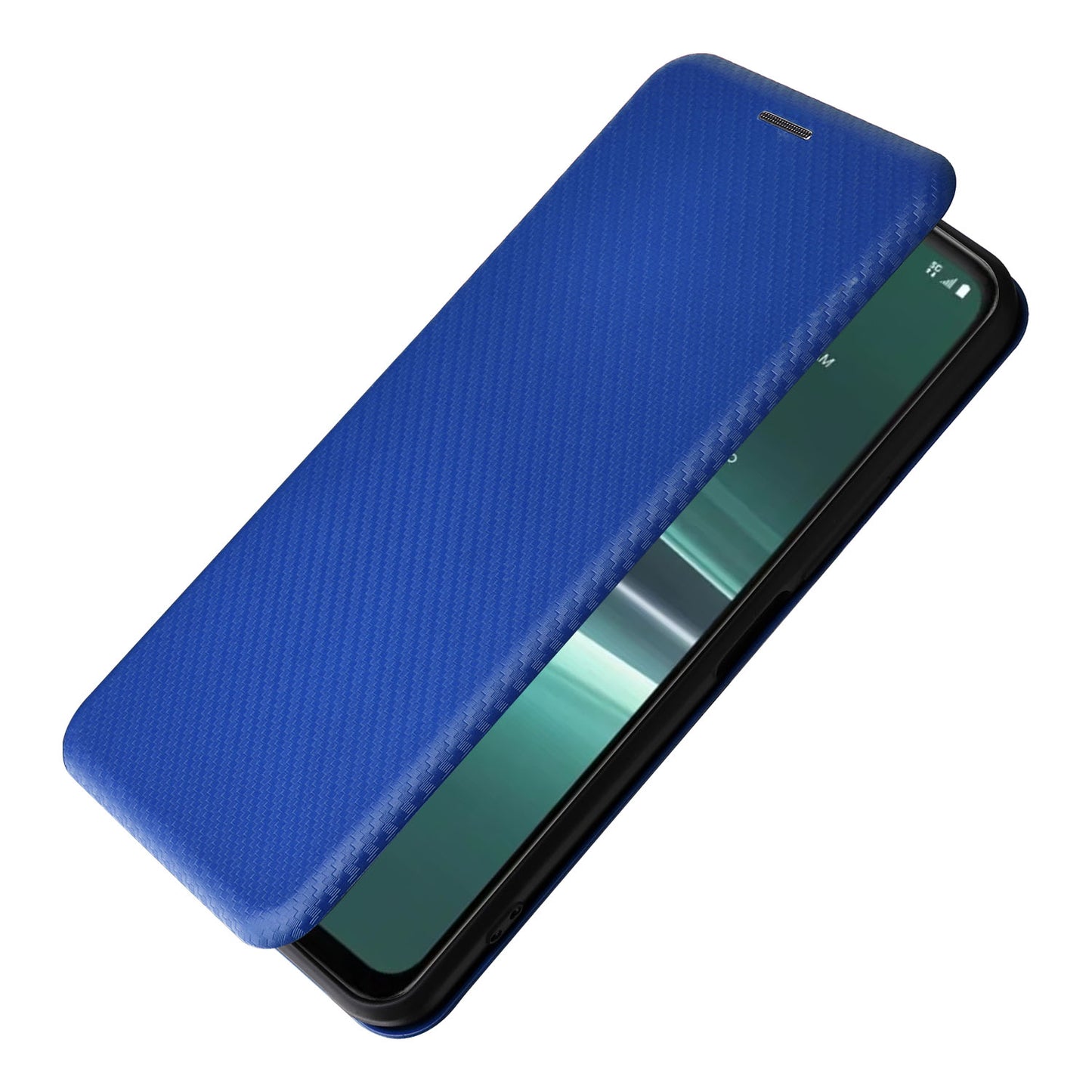 Uniqkart for HTC U23 Pro 5G Phone Stand Case Carbon Fiber Texture Leather Cover with Card Slot - Blue