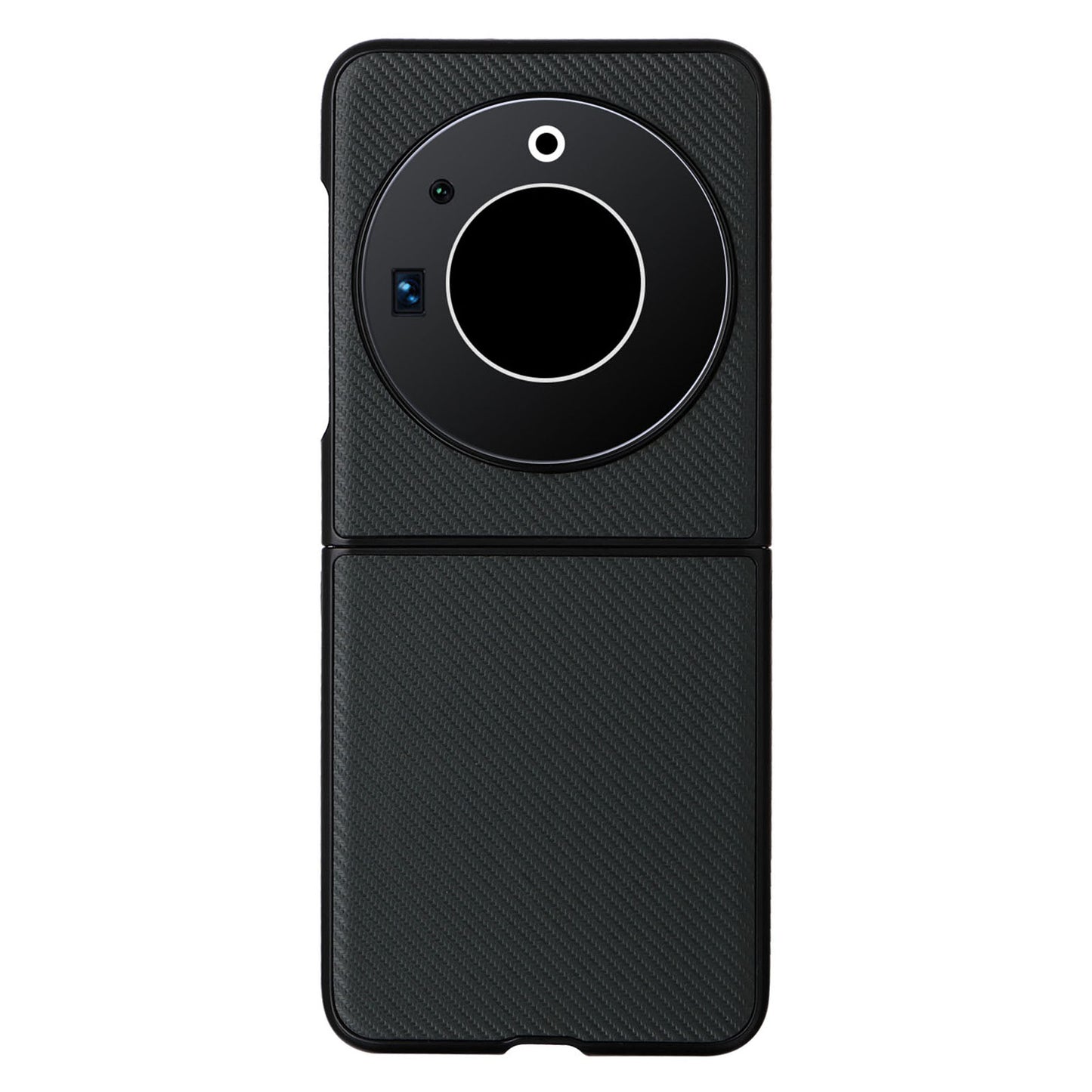 Uniqkart for Tecno Phantom V Flip Carbon Fiber Texture Case PU Leather Coated PC Anti-drop Phone Cover - Green