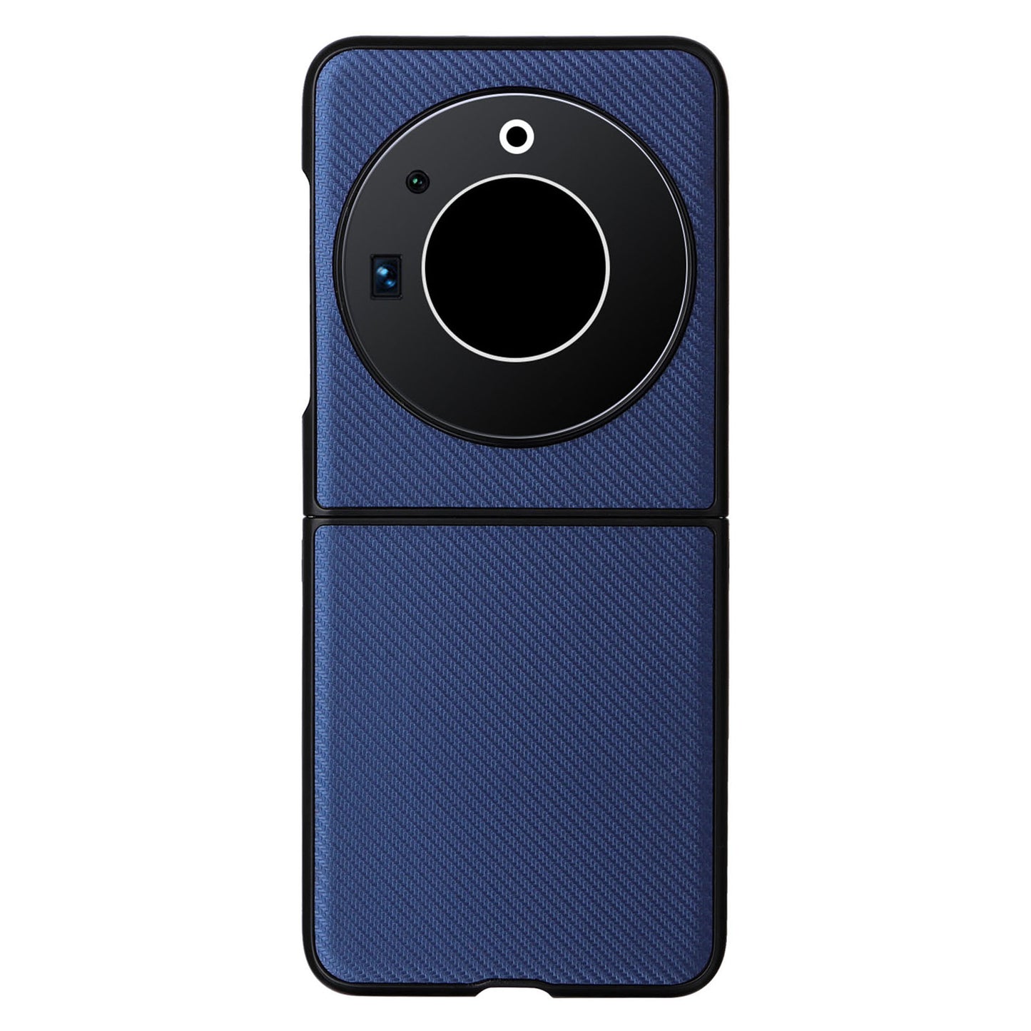 Uniqkart for Tecno Phantom V Flip Carbon Fiber Texture Case PU Leather Coated PC Anti-drop Phone Cover - Blue