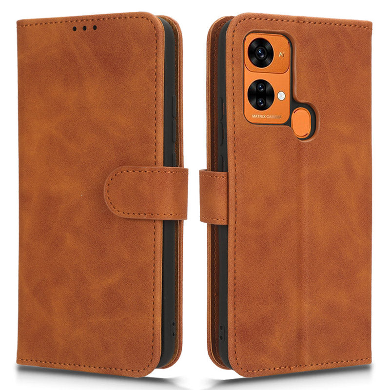 PU Leather Phone Wallet Case for Oukitel C33 , Skin-touch Stand Anti-drop Phone Cover - Brown