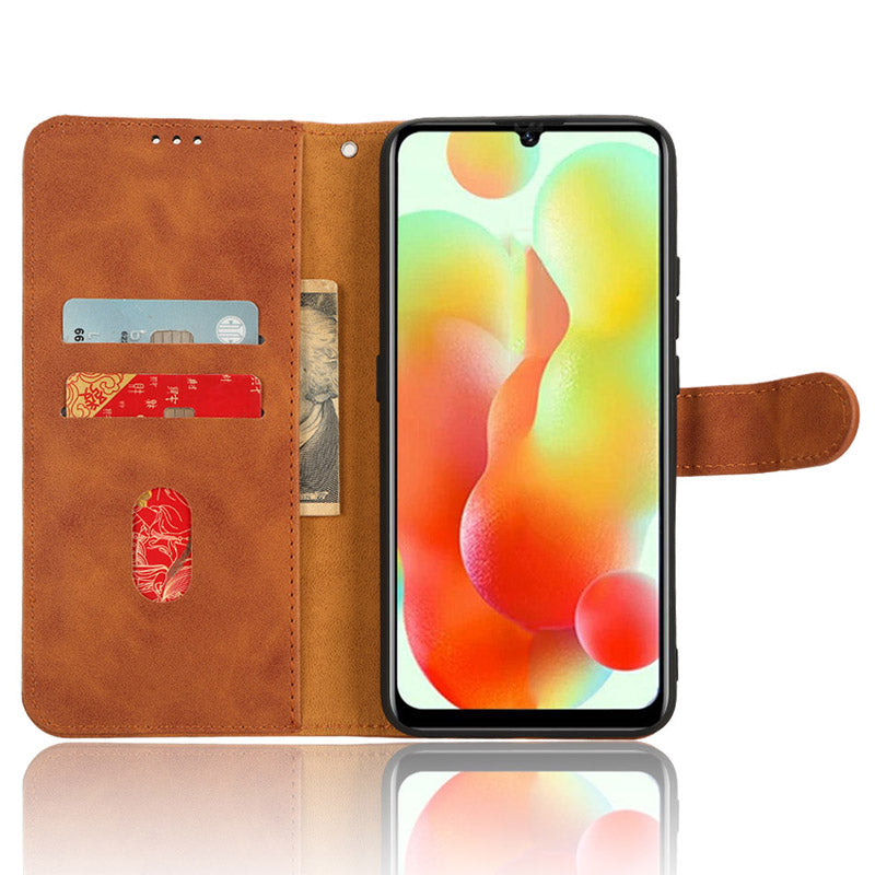 PU Leather Phone Wallet Case for Oukitel C33 , Skin-touch Stand Anti-drop Phone Cover - Brown