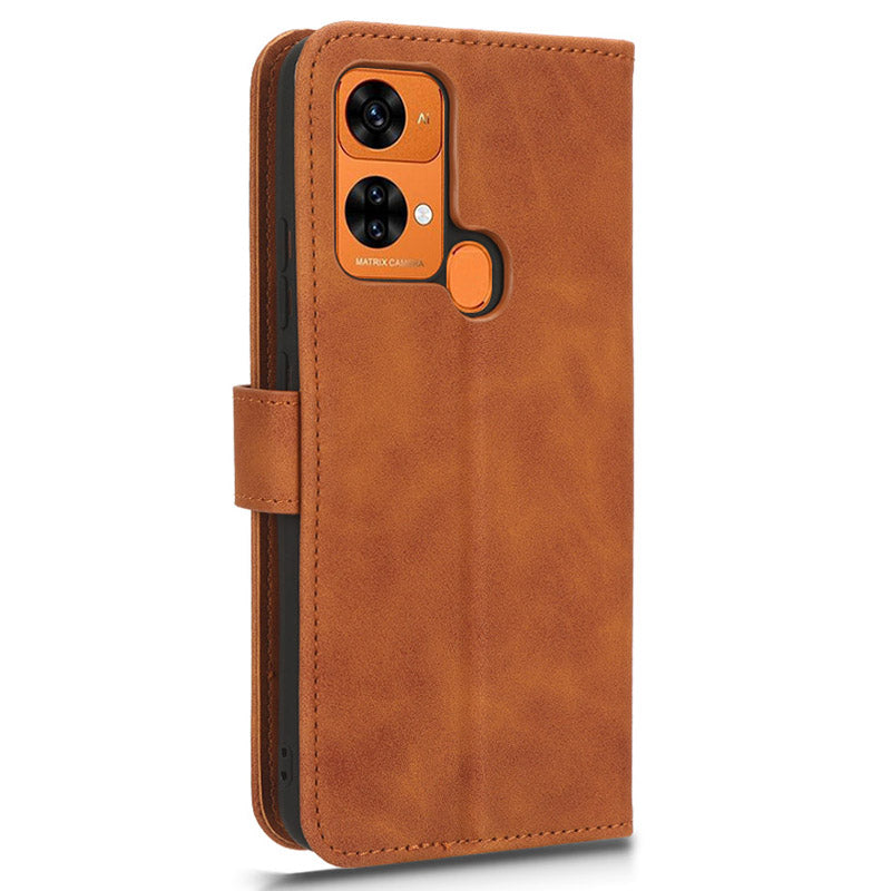 PU Leather Phone Wallet Case for Oukitel C33 , Skin-touch Stand Anti-drop Phone Cover - Brown