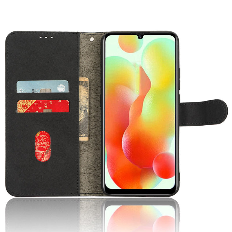 PU Leather Phone Wallet Case for Oukitel C33 , Skin-touch Stand Anti-drop Phone Cover - Black