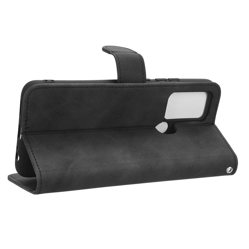 PU Leather Phone Wallet Case for Oukitel C33 , Skin-touch Stand Anti-drop Phone Cover - Black