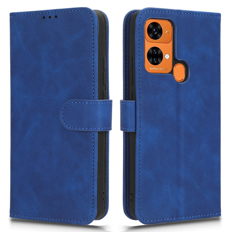 PU Leather Phone Wallet Case for Oukitel C33 , Skin-touch Stand Anti-drop Phone Cover - Blue