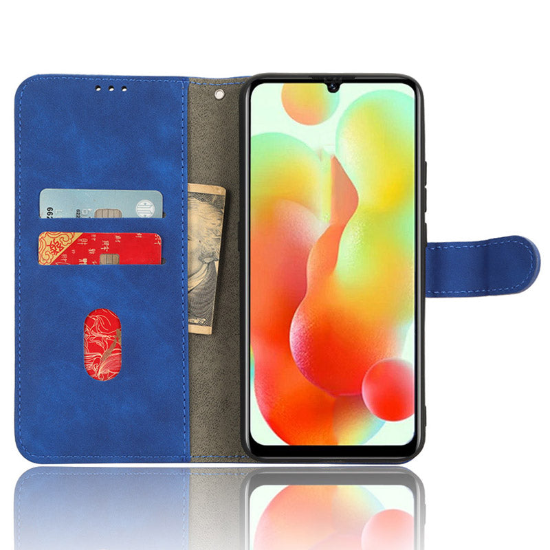 PU Leather Phone Wallet Case for Oukitel C33 , Skin-touch Stand Anti-drop Phone Cover - Blue