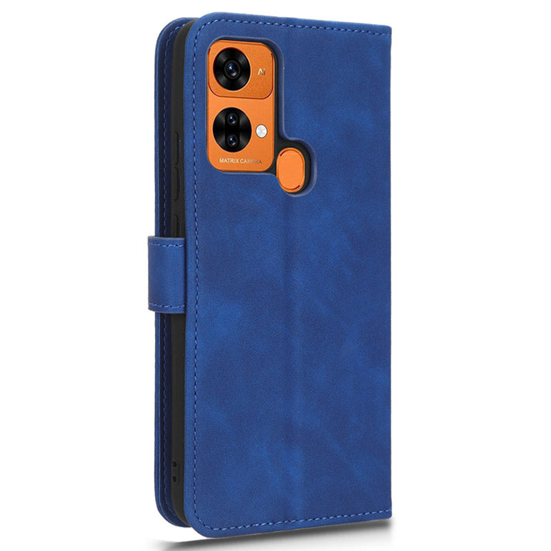 PU Leather Phone Wallet Case for Oukitel C33 , Skin-touch Stand Anti-drop Phone Cover - Blue