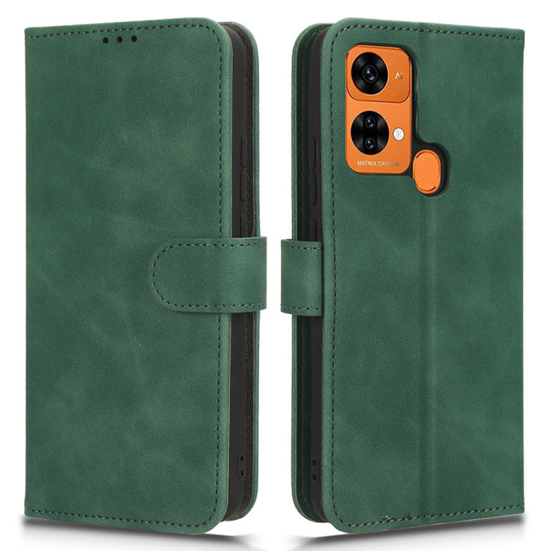 PU Leather Phone Wallet Case for Oukitel C33 , Skin-touch Stand Anti-drop Phone Cover - Green