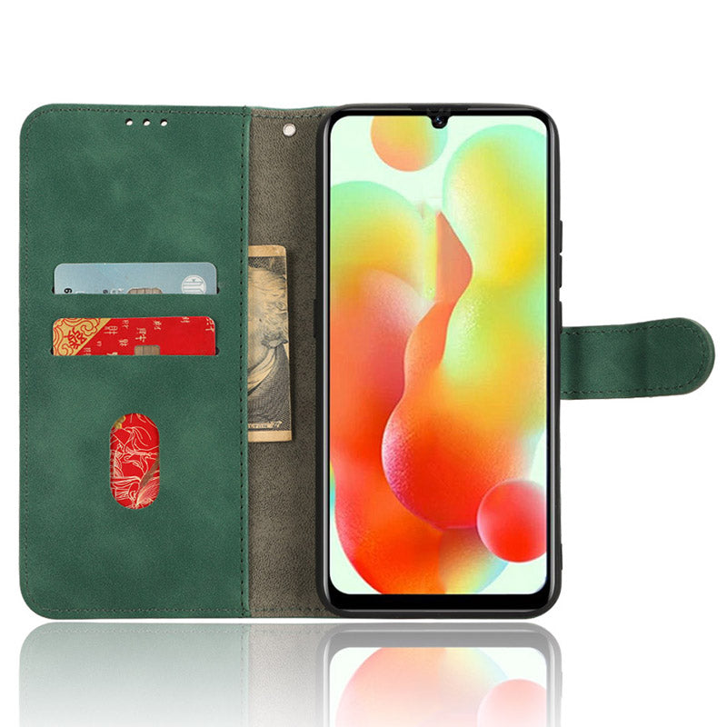 PU Leather Phone Wallet Case for Oukitel C33 , Skin-touch Stand Anti-drop Phone Cover - Green