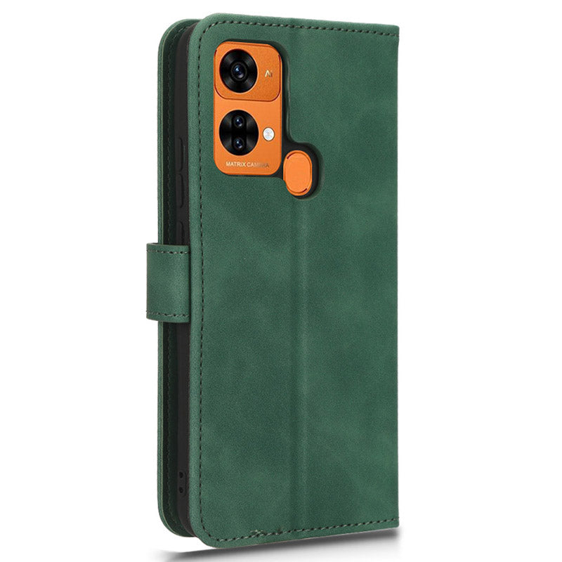 PU Leather Phone Wallet Case for Oukitel C33 , Skin-touch Stand Anti-drop Phone Cover - Green