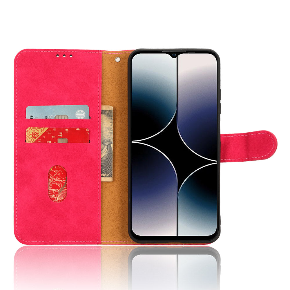 Uniqkart for Ulefone Note 16 Pro Stand Wallet Cell Phone Case Skin-touch PU Leather + TPU Phone Cover - Rose