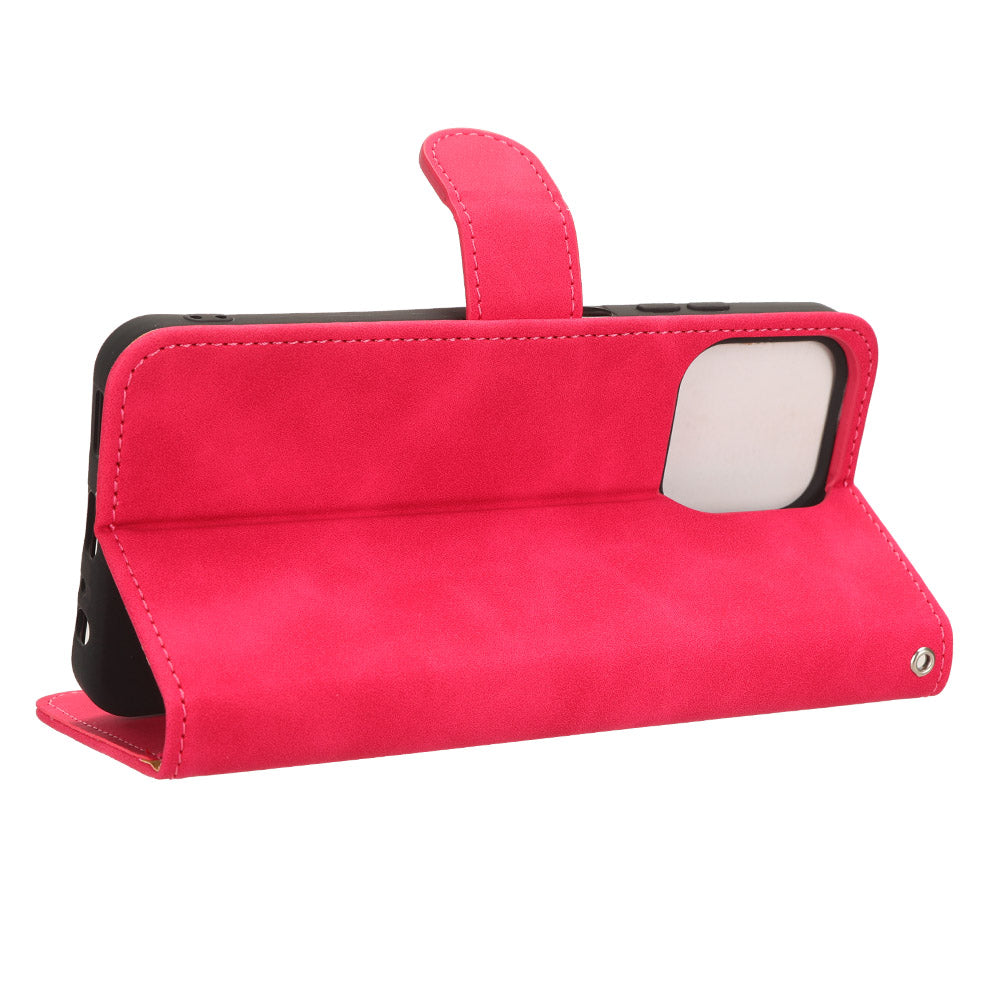 Uniqkart for Ulefone Note 16 Pro Stand Wallet Cell Phone Case Skin-touch PU Leather + TPU Phone Cover - Rose