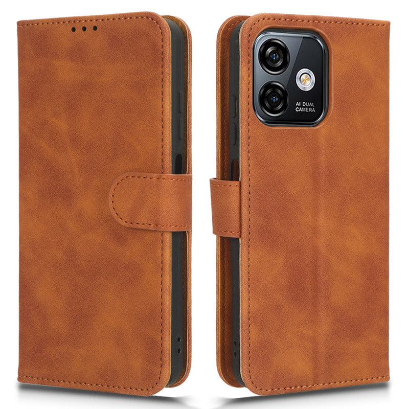 Uniqkart for Ulefone Note 16 Pro Stand Wallet Cell Phone Case Skin-touch PU Leather + TPU Phone Cover - Brown