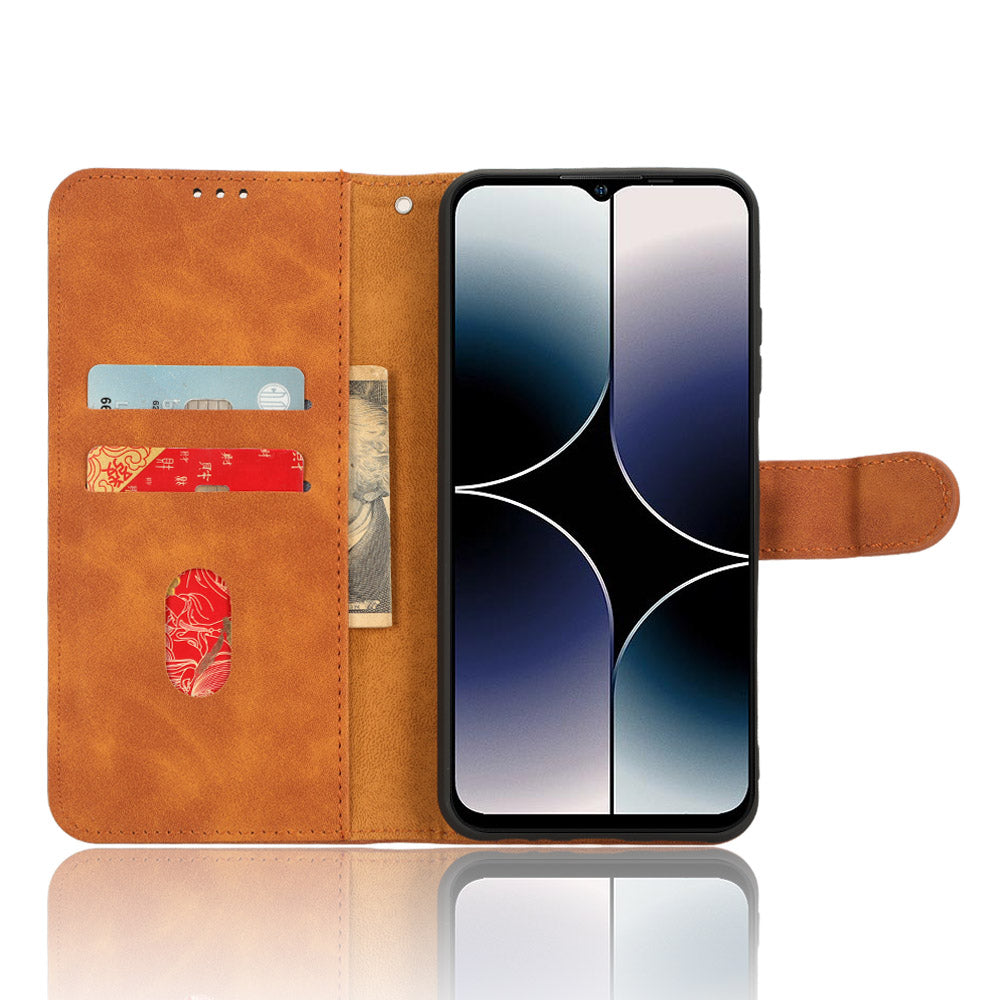 Uniqkart for Ulefone Note 16 Pro Stand Wallet Cell Phone Case Skin-touch PU Leather + TPU Phone Cover - Brown