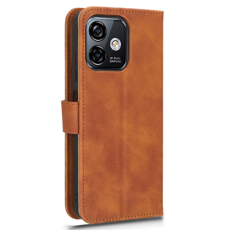 Uniqkart for Ulefone Note 16 Pro Stand Wallet Cell Phone Case Skin-touch PU Leather + TPU Phone Cover - Brown