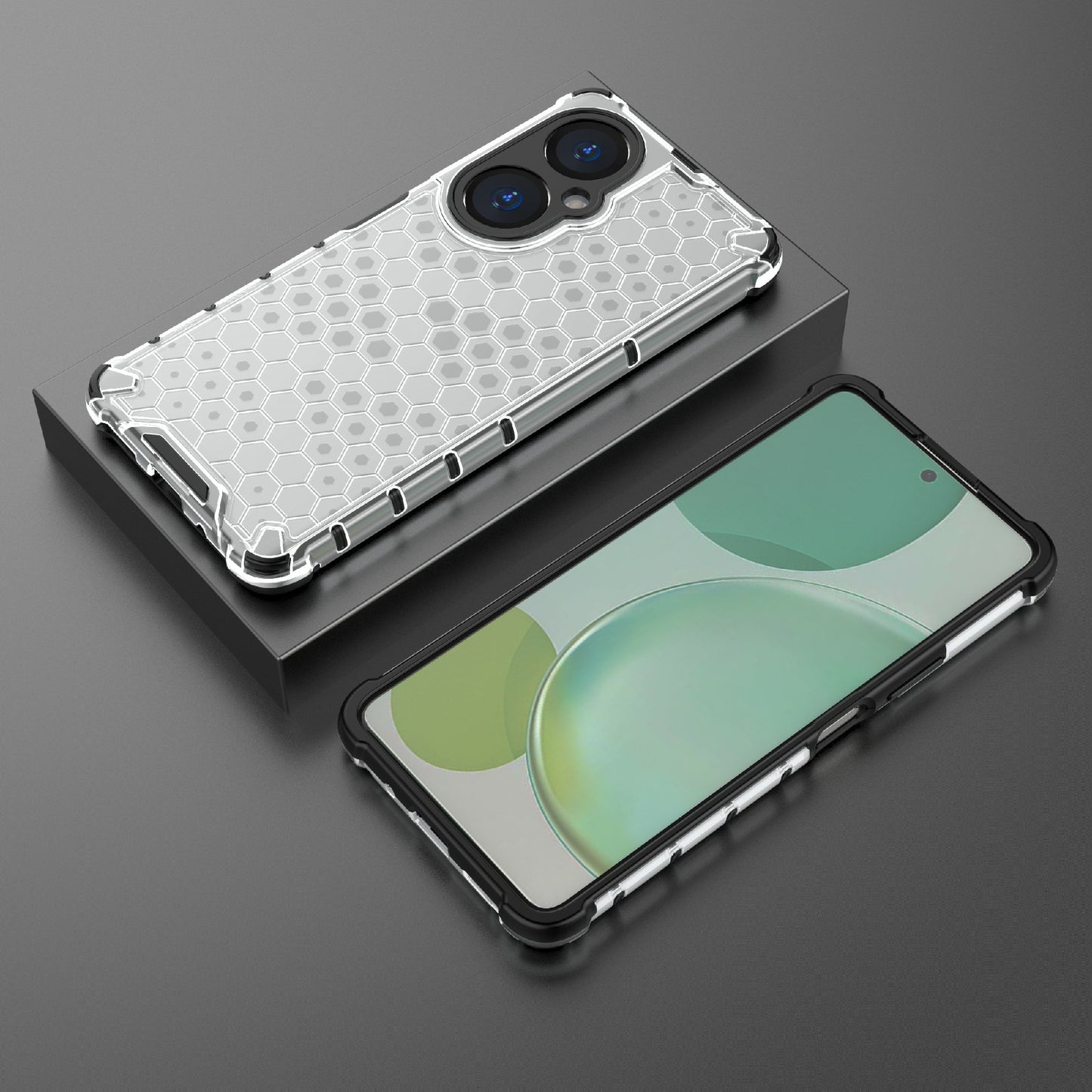 Uniqkart for Huawei Nova 11i Honeycomb Texture TPU+PC Cover Drop-proof Phone Case - Grey